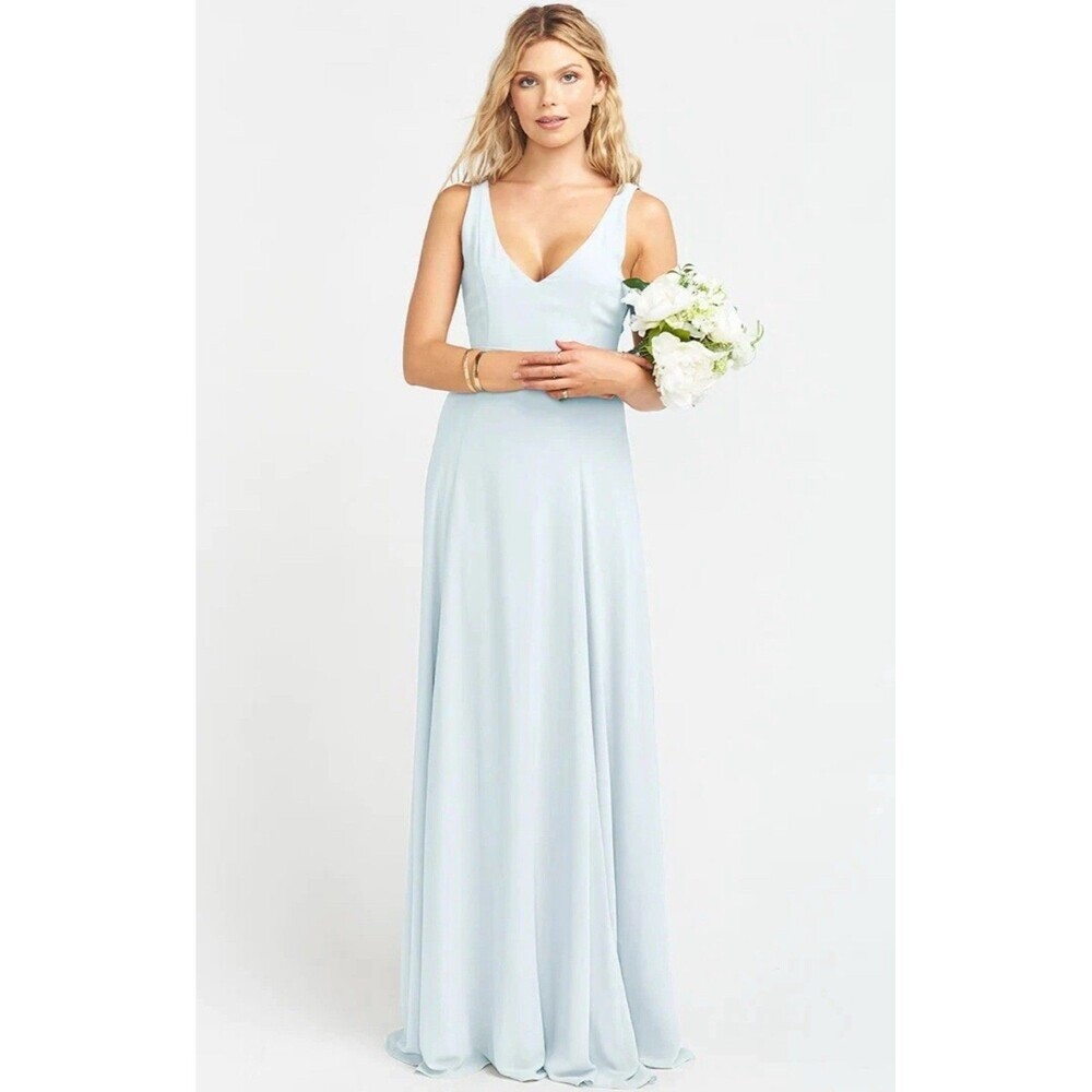 Show Me Your Mumu New Maxi Dress SMALL Jenn Icy Blue Chiffon Bridesmaids Wedding
